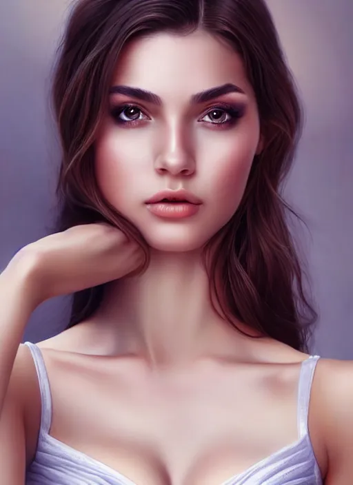 Image similar to a gorgeous greek female photo, professionally retouched, soft lighting, realistic, smooth face, full body shot, torso, dress, perfect eyes, sharp focus on eyes, 8 k, high definition, insanely detailed, intricate, elegant, art by artgerm and jason chan