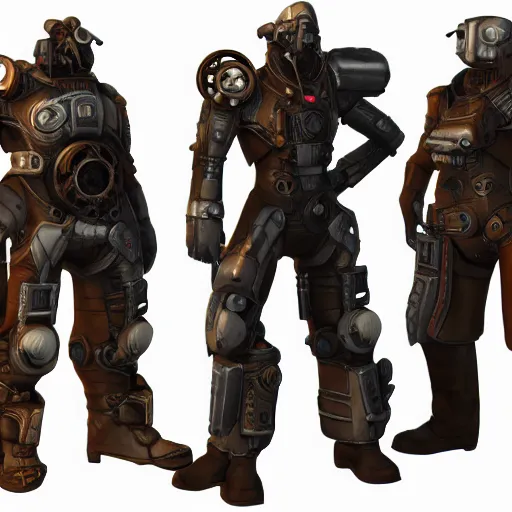 Prompt: steampunk brotherhood of steel, 3 d render, unreal engine, 4 k