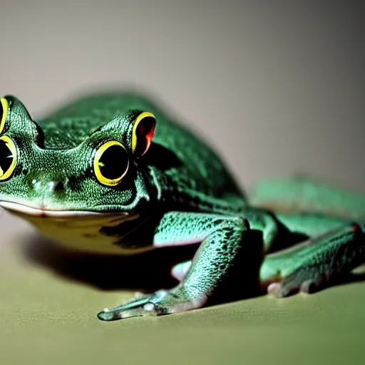 Image similar to a cat - frog - hybrid, animal photography
