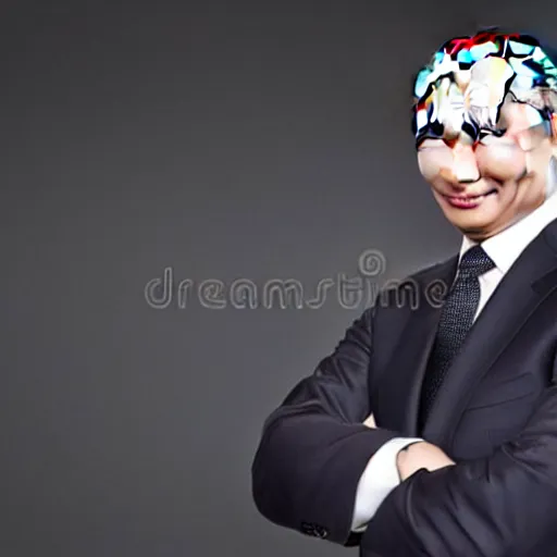 Image similar to vladimir putin laughing in stock images, bright, studio photo