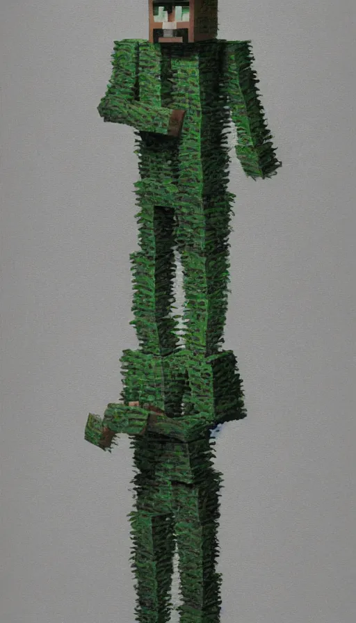Prompt: real life minecraft creeper full body portrait by ed binkley, realistic