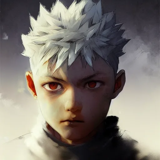 Image similar to realistic portrait of Killua, dramatic lighting, illustration by Greg rutkowski, yoji shinkawa, 4k, digital art, concept art, trending on artstation