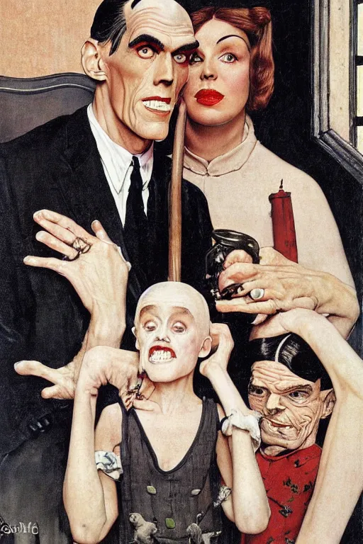 Image similar to lurch from the addams family painted by norman rockwell