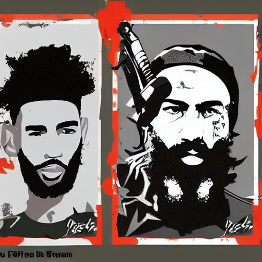 Image similar to Jayson Tatum and Jaylen Brown as Fidel Castro and Che Guevara, digital art trending on artstation