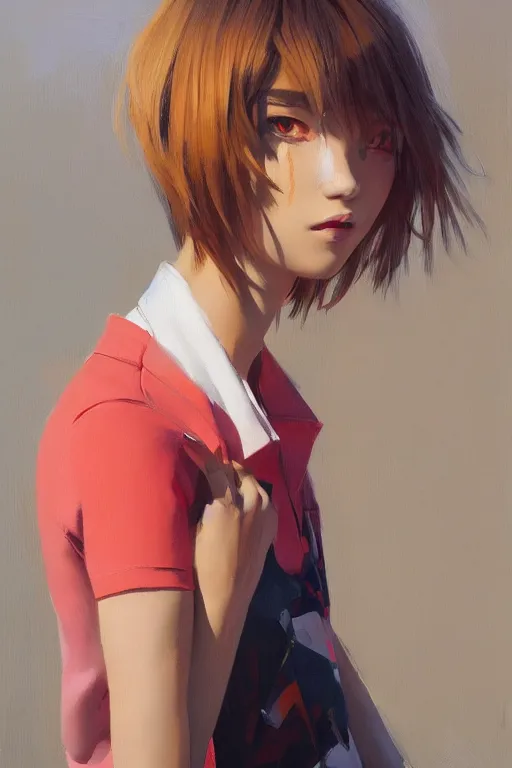 Prompt: A ultradetailed beautiful panting of a stylish woman looking at the camera, she is wearing streetwear, bright sunny day, Oil painting, by Ilya Kuvshinov, Greg Rutkowski and Makoto Shinkai