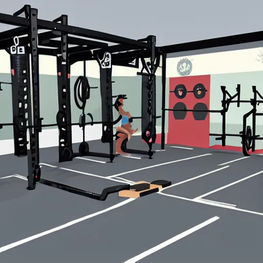 Prompt: animated cocomelon crossfit gym