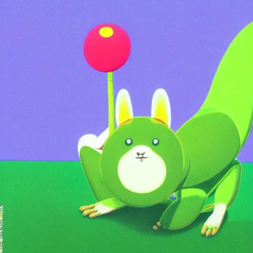 Image similar to a happy green kangaroo by chiho aoshima