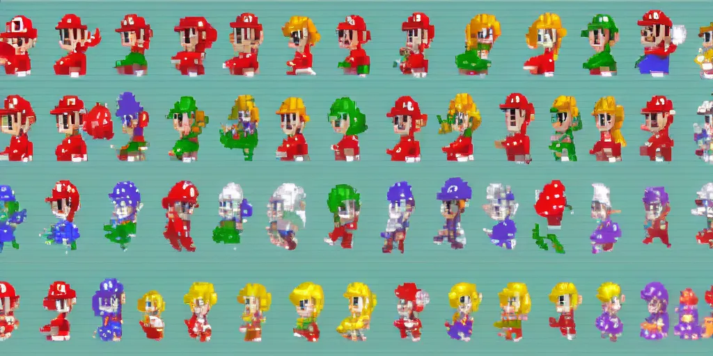 Image similar to sprite sheet of a girl character in mario