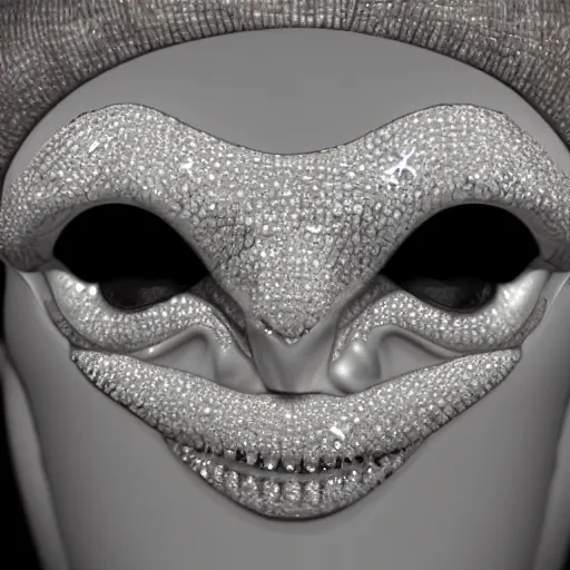 Image similar to alien face chain covered in diamonds, closeup, 8k, realistic, extreme details, detailed, sharp