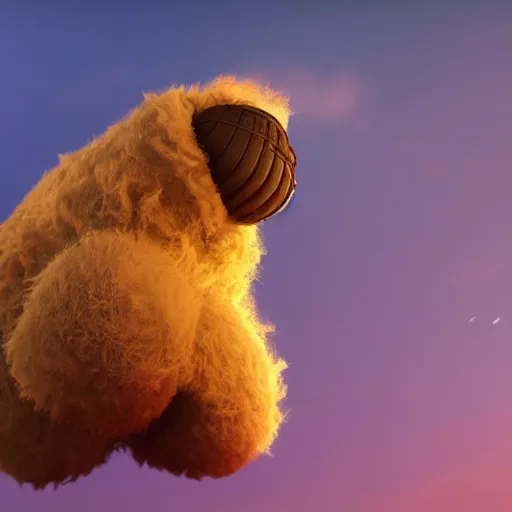 Prompt: colossal fluffy tardigrade, new york, golden hour, cinematic, action shot