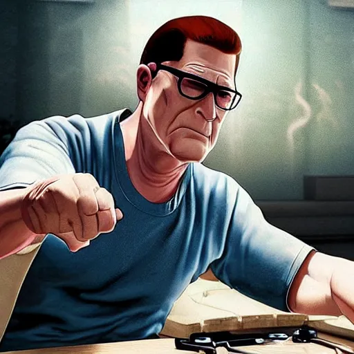 Prompt: “Hank Hill, realistic, cinematic, epic, cool, photo realistic, 4K, high detail”