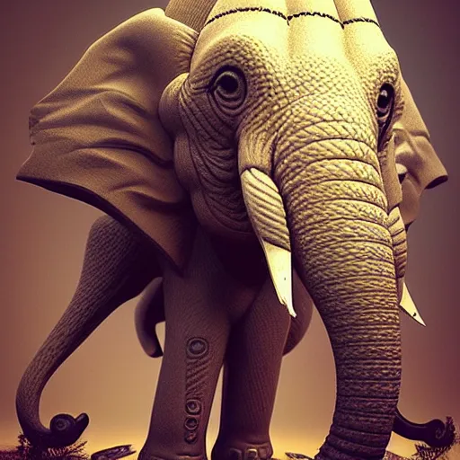Prompt: a beautifull intricate cute 3 d elephant made of fractal, unreal engine, by octane render by ellen jewett