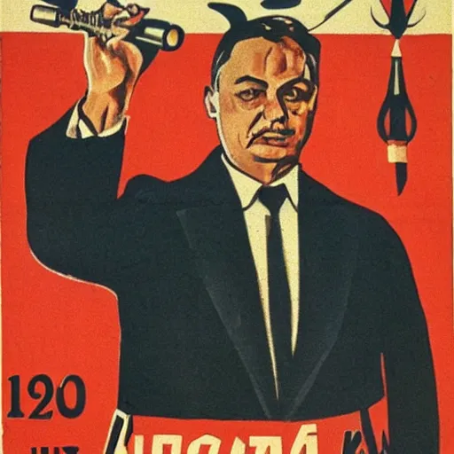 Image similar to viktor orban on soviet election poster, 1 9 2 0 s