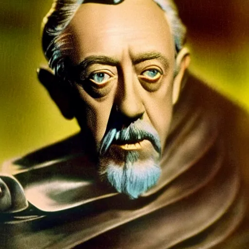 Prompt: a beautiful detailed 3 d matte photograph of alec guinness as dorothy in the wizard of oz, ominous, magical realism, texture, intricate, radiant colors, fantasy, volumetric lighting, high details