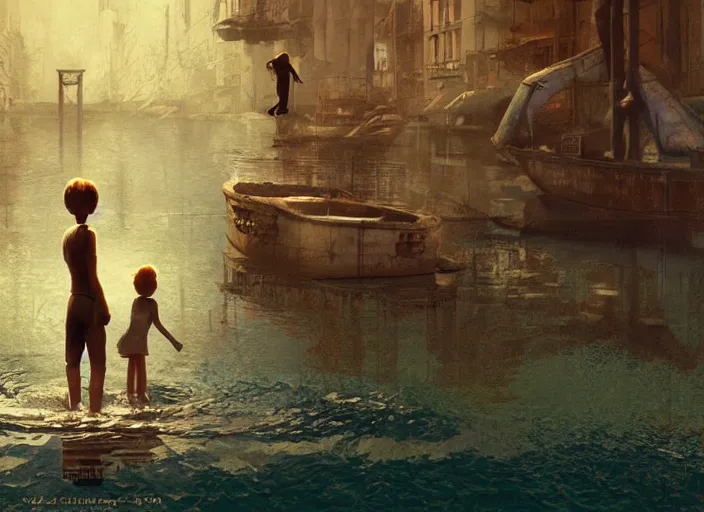 Image similar to poster for an animation film called the drowning at noon, 8 k, hd, art by craig mullins