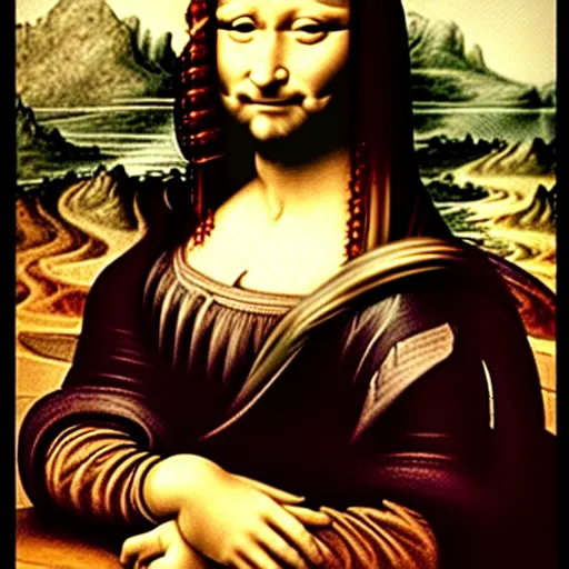 Image similar to monalisa drawing leonardo da vinci, oil painting, highdetailed