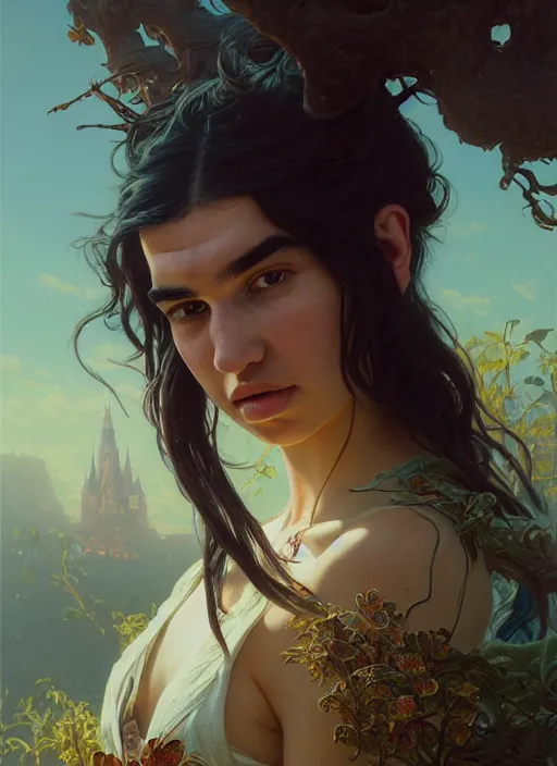 Prompt: Highly detailed portrait of Dua lipa, Stephen Bliss, unreal engine, fantasy art by Greg Rutkowski, Loish, Rhads, ferdinand knab, Makoto Shinkai and Lois van baarle, ilya kuvshinov, rossdraws, Tom Bagshaw, alphonse mucha, global illumination, radiant light, detailed and intricate environment