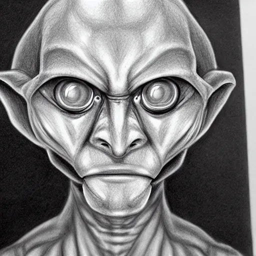 Image similar to hyper realistic drawing of an alien