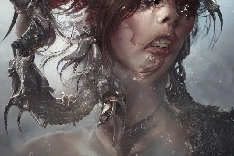 Image similar to Girl Warriorr fantasy, intricate, elegant, highly detailed, digital painting, artstation, concept art, addiction, chains, smooth, sharp focus, illustration, art by Ilja Repin, octane render, RPG_portrait