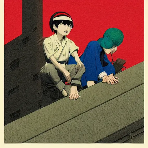 Prompt: dreams of a better life for me and shinji ikair, in the style of jamie hewlett killian eng kawase hasui riyoko ikeda, 3 d render ar