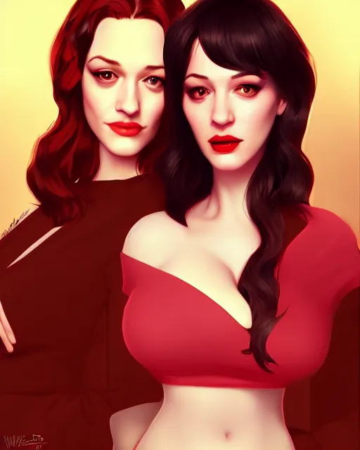 Prompt: kat dennings christina hendricks jennifer tilly, by wlop and ilya kuvshinov and artgerm, gorgeous, stunning, alluring, artstation, deviantart, digital art