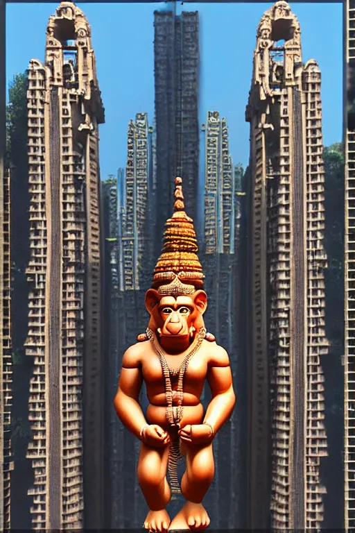 Prompt: high quality 3 d neoclassical biomorphic hanuman! buildings in mumbai!! centre, highly detailed, cinematic smooth, berenice abbott & john j. park, dramatic morning light, wide shot, high angle, uhd 8 k, sharp focus