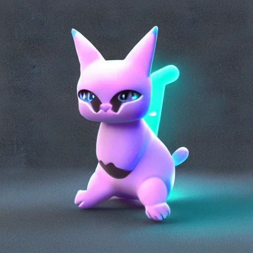 Image similar to 3D render of a cute electric type cat based pokemon, digital art