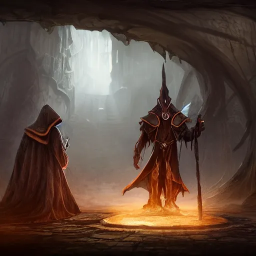 Image similar to cinematic shot a dark mage in a full cloak armor is using his magic to create a monster with his fellow mages stars atmosferic digital painting, artstation, concept art, soft light, hdri, smooth, sharp focus, illustration, fantasy, intricate, elegant, highly detailed, D&D, matte painting, in the style of Greg Rutkowski and Alphonse Mucha and artemisia, 8k, highly detailed, jurgens, rutkowski, bouguereau, pastoral, rustic, georgic