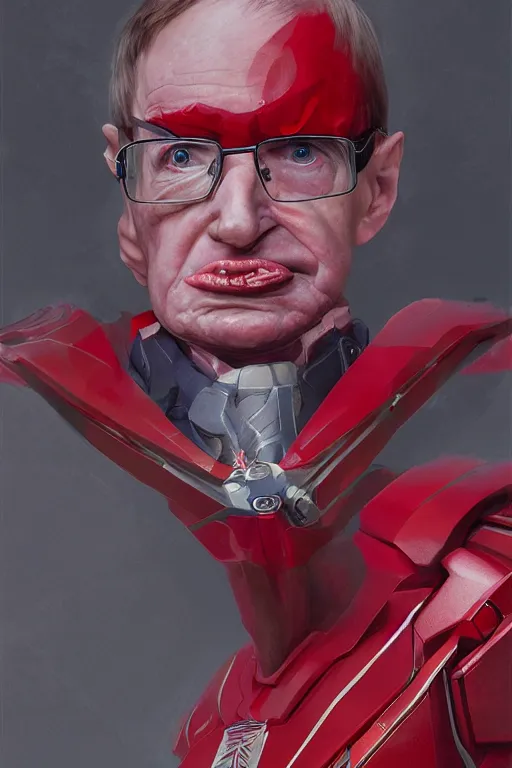 Image similar to portrait of stephen hawking as red ranger from power rangers, intricate, highly detailed, smooth, artstation, digital illustration by Ruan Jia and Mandy Jurgens and Artgerm and Wayne Barlowe and Greg Rutkowski and Zdislav Beksinski