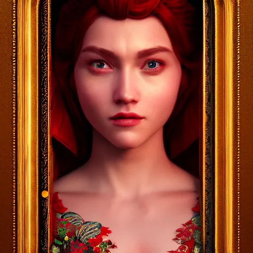 Image similar to portrait of wonderful princess of ruby with fair skin, ornate 8 k gorgeous intricate detailed, accent lighting, dramatic cinematic lighting, octane render