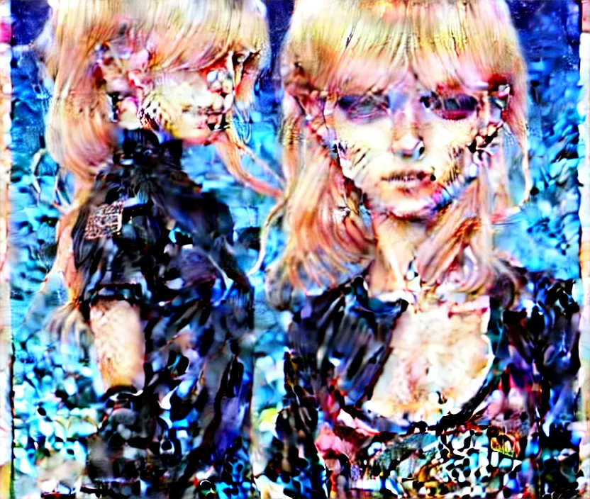 Image similar to richly detailed colored pencil 3D illustration of a beautiful French woman with short bleached blonde hair wearing a long Tshirt and black shorts that is soon to be swallowed whole by a giant evil toad demon. art by Range Murata and Artgerm.