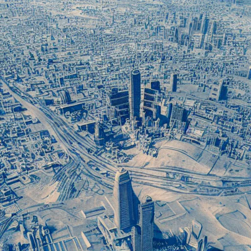 Prompt: an aerial photo of a beautiful intricate epic futuristic hyper detailed cyber sphynx of egypt, cinematic lighting