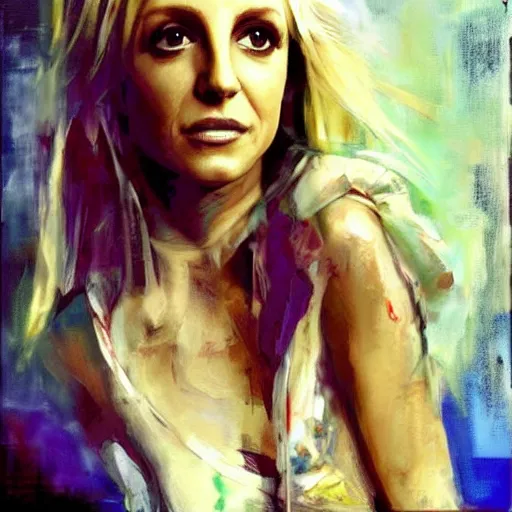 Prompt: britney spears and lisa edelstein morphed together, hybrid, jeremy mann painting