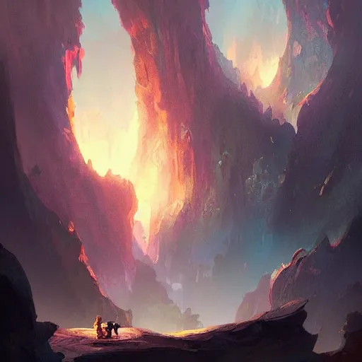 Image similar to a painting of a glowing gem filled cave 4k detailed ross tran gurney frank frazetta skeeva gal barkan matayosi high fantasy concept key art