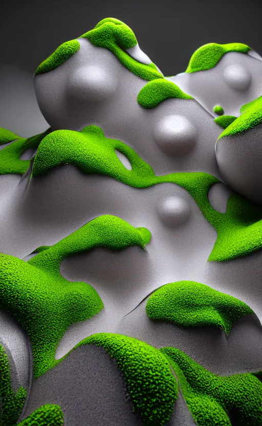 Image similar to highly detailed ultra sharp 3 d render cinematic composition of a smooth ceramic porcelain biomorphic magnolia stone nebula fluid fractal sci - fi surreal architecture landscape, granite, metallic, magnesium, marble, moss and lichen, vincent callebaut composition, mamou - mani, archviz, beautiful lighting, 8 k, unreal engine, hdr,