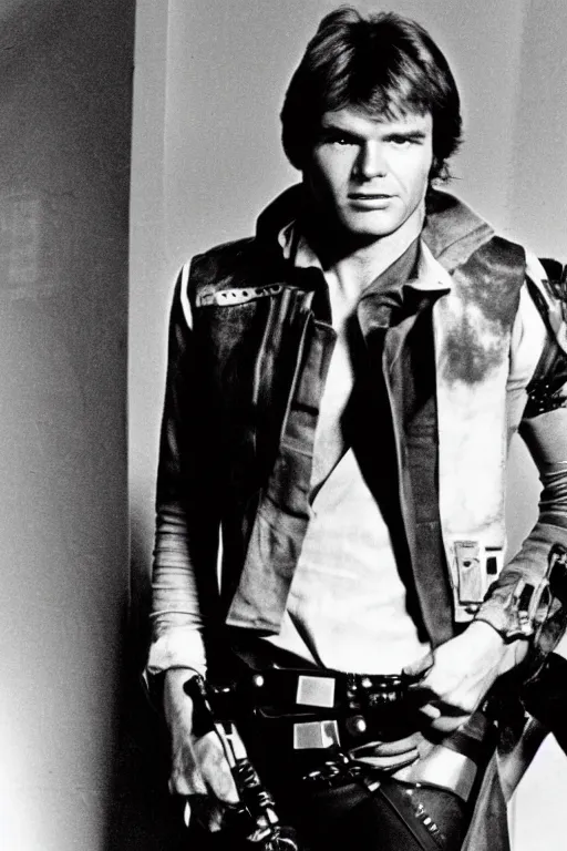 Prompt: photograph of richard jordan in costume as han solo, 1 9 7 8