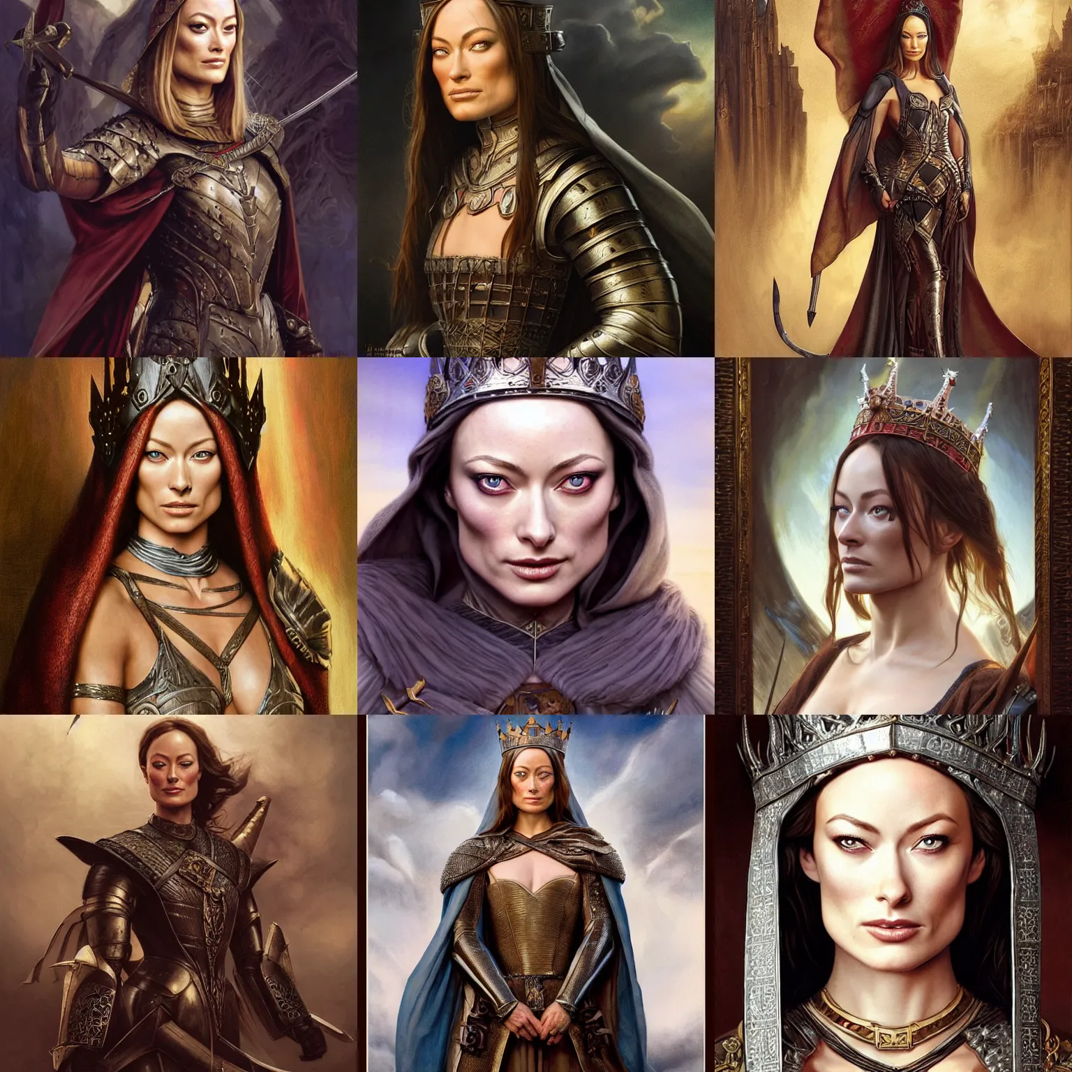 Prompt: Olivia Wilde as a beautiful Medieval Queen by Gerald Brom +Mark Arian +Stanley Artgerm Lau +WLOP , extremely detailed , hyper realistic ,smooth, sharp focus