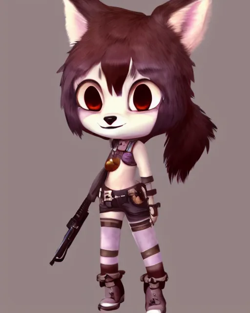 Image similar to female furry mini cute style, highly detailed, rendered, ray - tracing, cgi animated, 3 d demo reel avatar, style of maple story and zootopia, maple story gun girl, fox from league of legends chibi, soft shade, soft lighting