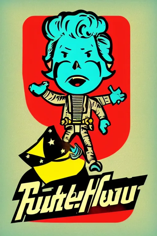 Image similar to fallout 7 6 retro futurist illustration art by butcher billy, sticker, colorful, illustration, highly detailed, simple, smooth and clean vector curves, no jagged lines, vector art, smooth andy warhol style