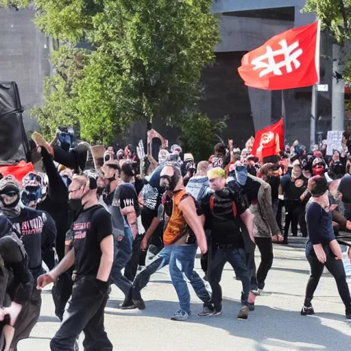 Image similar to an antifa mob acting civilized