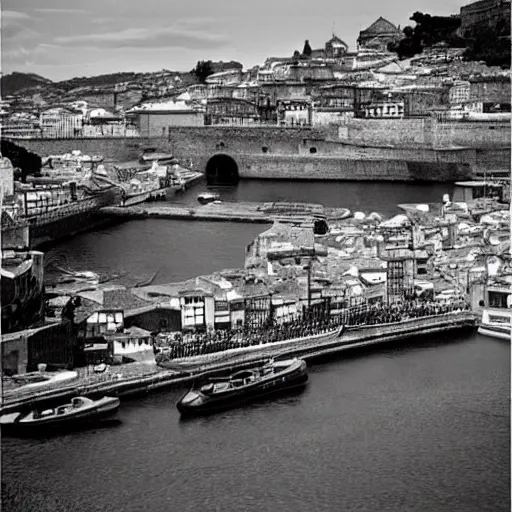 Image similar to porto in portugal photographed by ansel adams