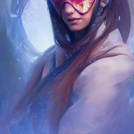 Prompt: a beautiful girl wearing a cyberkinetic mask, digital art, 8 k resolution, highly detailed, artstation, pretty face, very beautiful face, very detailed eyes, by rossdraws, tom bagshaw, greg rutkowski, ferdinand knab