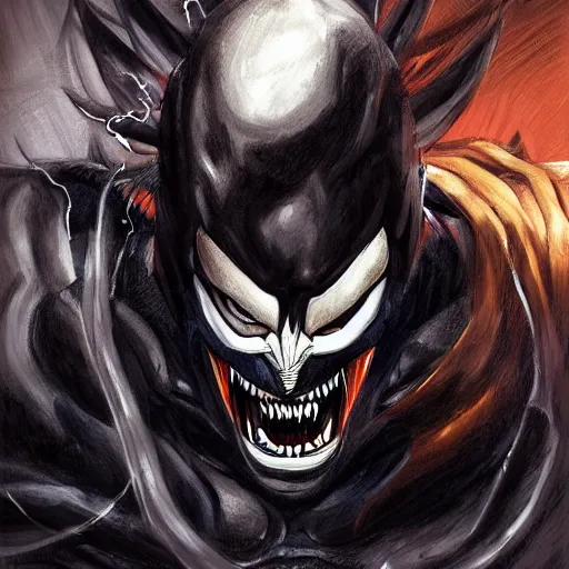 Prompt: a sketch of son goku as venom the symbiote | venom movie | ~ ~ cinematic ~ ~ lighting | award - winning | closeup portrait | by donato giancola and mandy jurgens and charlie bowater | featured on artstation | pencil sketch | sci - fi alien