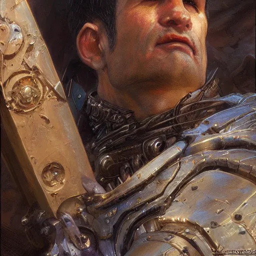 Image similar to Guts, closeup fantasy character portrait art by Donato Giancola, Craig Mullins, digital art, trending on artstation