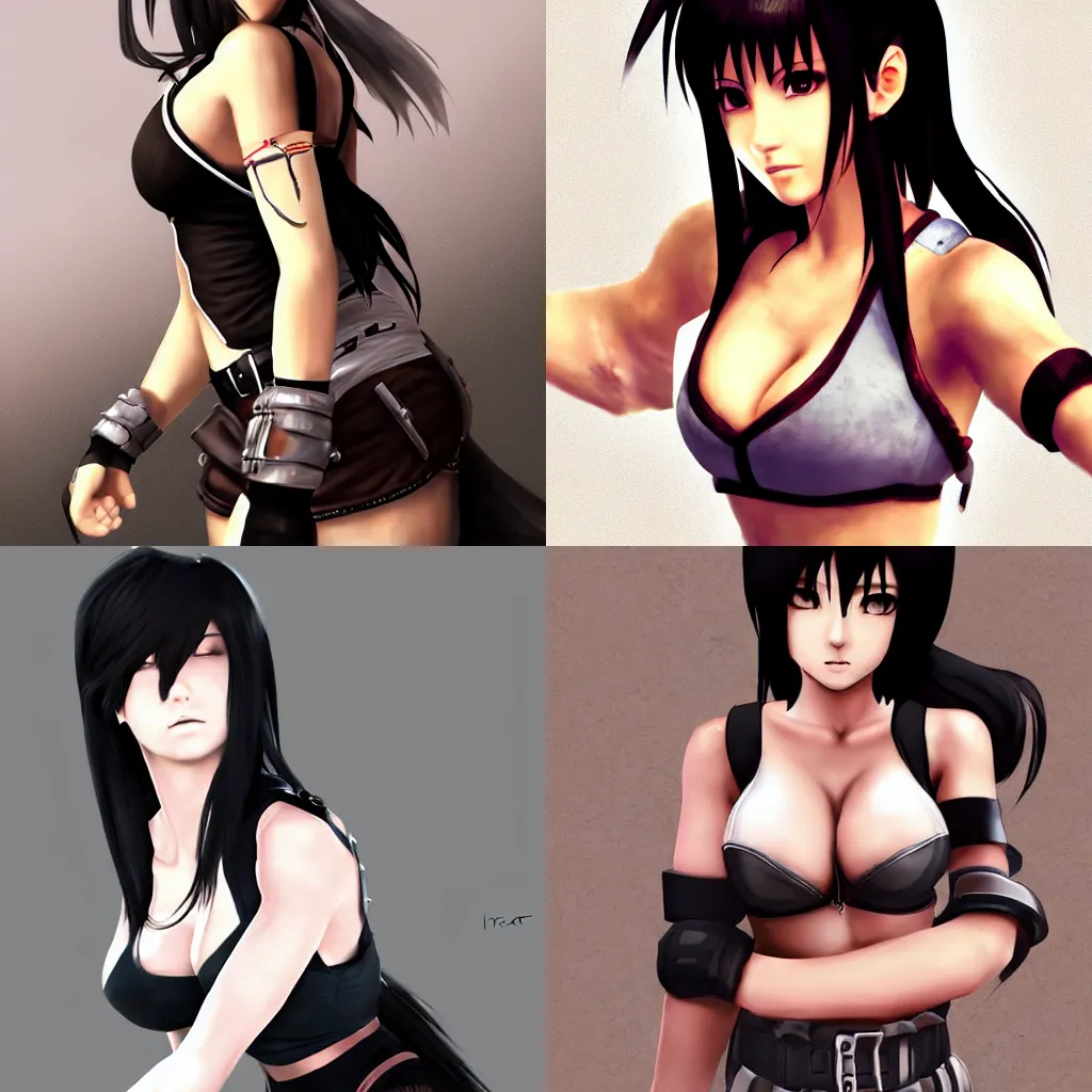 Image similar to beautiful digital art of tifa lockhart, trending on artstation