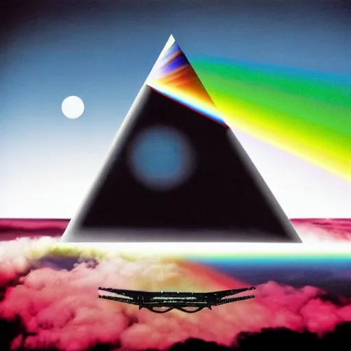 Image similar to pink Floyd dark side of the moon cover, but in 4k and highly detailed.