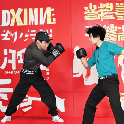 Image similar to Hajime no Ipo boxing peekaboo fighting style