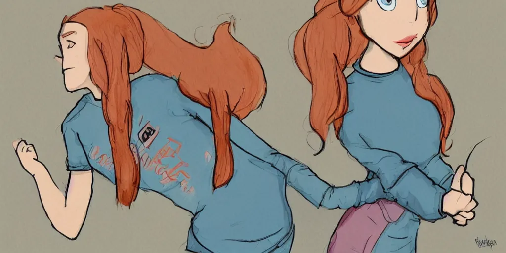 Image similar to women, ginger, cartoon, sweatshirt, concept art, concept art, bunny ears,