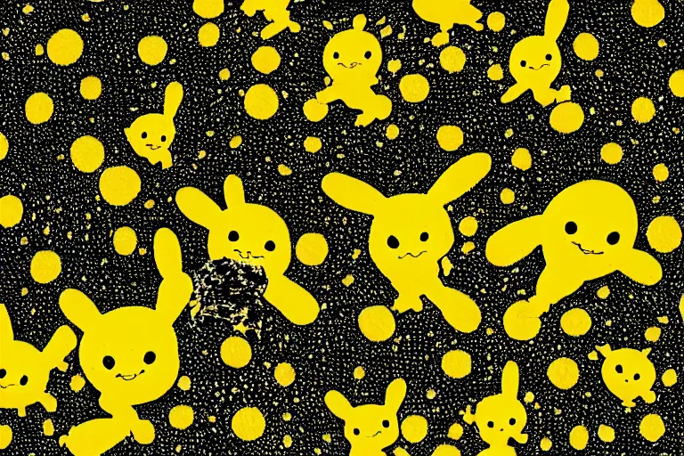 Image similar to Yayoi Kusama infinity room filled with pikachus photorealistic hyperdetailed 35mm 4k