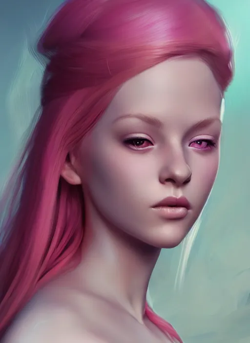 Image similar to a digital painting of a girl with pink hair, a photorealistic painting by charlie bowater, cgsociety, photorealism, daz 3 d, photorealistic, digital illustration